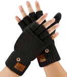 CHENMEI Gants d'hiver pour Hommes Femmes - Gants Demi Doigts Convertibles,Chaud Mitaines,Gants sans Doigts Doublés en Alpaga,Gants d'hiver à Écran Tactile,pour Hommes et Femmes Intérieur et Extérieur