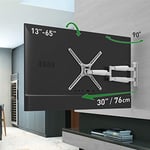 Barkan Long Support Mural pour télévision, Mouvement Complet articulé de 13 à 65", Support d'écran Plat/incurvé à 4 mouvements, Peut Supporter jusqu'à 35,8 kg, extrêmement Extensible, Compatible avec