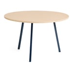 HAY - Loop Stand Table Round Deep blue powder coated steel frame Ø120 x H74 Clear lacquered oak tabletop Water-based lacquered oak edge - Matbord - Leif Jørgensen - Blå - Metall/Trä