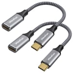 30Cm 2 Pack Cable Rallonge Usb C Court, Usb 3.2 Cable Usb C Mâle Vers Femelle Prend 10Gbps Sync 100W Charge Pour Macbook Pro/Air, Iphone 15, Galaxy S24/S23/S22/S21, Pixel 8/7/6, Pad, Hub[X3022]