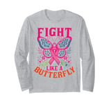 breast cancer awareness FIGHT LIKE A BUTTERFLY Long Sleeve T-Shirt