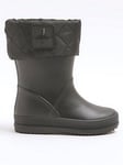 River Island Mini Mini Boys Quilted Wellie Boots - Black, Black, Size 3 Younger