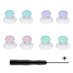 eXtremeRate Replacement 3D Joystick Thumbsticks, Analog Thumb Sticks w/ PH00 Screwdriver for Nintendo Switch Pro Controller - Cherry Blossoms Pink & Mint Green & Heaven Blue & Light Violet