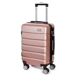 Todeco Valise Cabine 56cm, Rigide e Légère ABS+PC Valise à Main légère avec Coque Rigide, Valise de Voyage, avec 4 Doubles Roues, 56x36x22cm, Or Rose