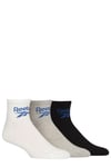 Reebok 3Pk Ankle Sock Socks & Hoisery 4.5-6 UK BLACK/WHITE/GREY