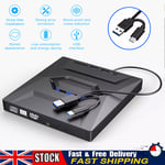 USB External DVD RW CD Writer Drive Burner Reader For Laptop PC Windows 10 11 UK