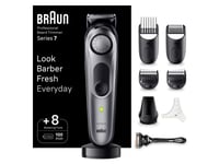 Braun Beardtrimmer 7 Bt7420, Tvättbar, Batteri, Svart, Grå