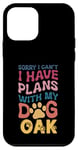 Coque pour iPhone 12 mini Nom de chien en chêne personnalisable avec inscription « Busy With My Dog Oak »