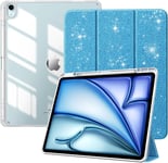 Coque Pour Nouvel Ipad Air 13 Pouces (M2) 2024 Avec Porte-Stylet, Étui Fine Mise En Sommeil/Réveil Auto, Housse Arrière Transparente Avec Support Pour Ipad Air 13, Bleu Pailleté