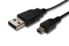 Câble USB A-Mini-B 5 pôles noir/black longueur 1m pr TOSHIBA Camileo X100, H10, H20, H30, P10, P20, P30, P100, S10, S20, S30, V10, HD-A3, SX500, SX900