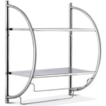 Etagere Salle de Bain, Porte-Serviettes Suspendues Murales, en Chrome Inoxydable, avec 2 Tablettes et 2 Porte-Serviettes, 45X25.5X55CM - Goplus