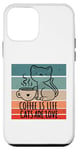 Coque pour iPhone 12 mini Chat café vie amour tasse vapeur coeur confortable gai