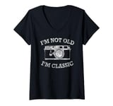 Womens I'm Not Old I'm Classic 35mm Photographic Film Camera V-Neck T-Shirt