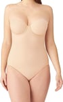 Wacoal Body Shaper Red Carpet Size 38E Nude Padded Bra Control Bodysuit 801219