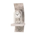 Ams Annual Clock, Wall Clock with Swinging Pendulum 01-7442 Silver, Wooden Case