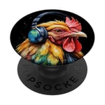 Poulet Écouteurs Poule Coloré Drôle Animaux Motif Imprimé PopSockets PopGrip Interchangeable