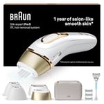 Braun Silk·expert Pro 5 Épilateur À Lumière Pulsée, Épilation Semi-Définitive, Alternative Au Laser Pour 1 An De Peau Douce, Avec Pochette, Rasoir Venus, 4 Têtes, Cadeau Pour Femme, Or/Blanc, PL5358