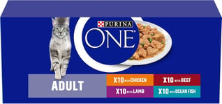 PURINA ONE Mini Fillets Mixed Selection in Gravy Wet Cat Food 40x85g