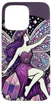 Coque pour iPhone 15 Pro Max Illustration de fée en cristal violet améthyste