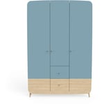 Armoire bébé enfant 3 portes 4 tiroirs bleu LINIA   