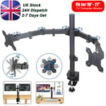 Tv Monitor Double Arm Bracket Adjustable 13-27 Inches Computer Monitor Stand