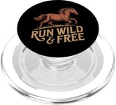 Horse Running Horse Run Free Sign Run Wild Meme Vintage Rétro PopSockets PopGrip pour MagSafe