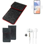 Case for Samsung Galaxy A14 5G dark gray red edges Cover + earphones