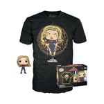 Funko Pop! & Tee: Marvel - Captain Marvel - Large - (L) - Marvel Comics - T-Shirt - Vêtements avec Une Figurine en Vinyle à Collectionner - Idée de Cadeau - Jouets et Top à Manches Courtes Les Hommes