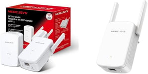 CPL WiFi N 300Mbps + 1000 Mbps Adapteur,Boitier avec 1 Port Gigabit et Prise Intégrée & Répéteur WiFi ME30,Amplificateur WiFi AC1200Mbps,WiFi Extender,Bouton WPS.[Y8]