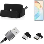 Charging Station for Honor Magic6 Lite 5G + USB-Typ C u. Micro-USB-Adapter