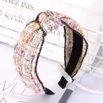 Headband Bandeau Cheveux Femme Tissu Coloré Bandeau Bandeau pour Femmes Centre Noué Coiffe Femme Large Bande De Cheveux Chapeaux Accessoires De Cheveux Blanc