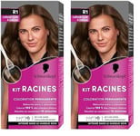 Schwarzkopf - Kit Racines - Coloration Permanente - Enrichie d’une huile nourrissante - Couverture Cheveux Blancs - Retouche entre 2 Colorations - Châtain Clair à Châtain R1 (Lot de 2)