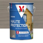 V33 Lasure Bois extérieur Poivre satin - Haute Protection 8 ans - Haute résistance hydrofuge et anti-UV - Résiste aux variations du bois - Ecolabel, résine d'origine végétale - 5L