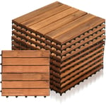 TolleTour 11x Dalles de terrasse en bois d'acacia Mosaïque 30x30cm Dalle clipsable 1m² balcon jardin extérieur