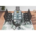 Salon de jardin extensible gris en alu + 10 fauteuils brescia