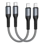 Câble USB C vers Lightning [30CM/Lot de 2] Certifié MFi Cable iPhone USB C Charge Rapide Power Delivery pour iPhone 14 13 12 11 Pro Max 13 12 Mini 13 12 11 xR xS Max x 8 Plus 8 SE 2020.[W703]