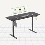 FLEXISPOT Electric Standing Desk 160x60cm Sit Stand Table Height Adjustable Desk with Hook for Home Office, Black