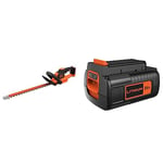 BLACK+DECKER Taille-Haies sans Fil 36V, Taille-Haies Electrique 55 cm avec Lame Asymétrique Double Action & Batterie Lithium 36V 2Ah, Compatible avec Tous Les Outils 36V, sans Effet Mémoire