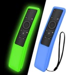 2Pcs Silikonschutzhülle Für Samsung Smart Tv Fernbedienung Bn59 Serie, Geringes Gewicht, Geeignet Für Silikonhüllen Für Kinder, Rutschfeste, Stoßfeste, Anti-Lost-Handschlaufe(Bleu + Vert)