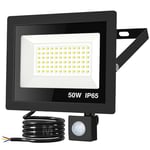 kolpop Projecteur LED Exterieur Detecteur de Mouvement, 50W Spot LED Extérieur 6500K 4500LM Projecteur Exterieur LED IP65 Etanche, Eclairage Exterieur avec Detecteur pour Jardin Garage