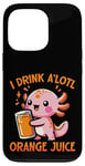 Coque pour iPhone 13 Pro Je bois du jus d'orange A'lotl Funny Axolotl Kawaii