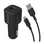 Muvit For Change Pack Chargeur Voiture 12W + Cable Lightning 1.2M Noir - Neuf