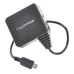 Lloytron 1000mA Micro USB Phone & USB Charger - Ideal for Mobile Phones and Other Devices / Micro B USB Connection / 1 Metre Cable - Black - A1591BK