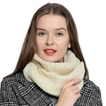 DonDon Écharpe femme hiver Écharpe en laine Écharpe tube snood Tour de Cou Cache cou - Crème