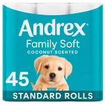 Andrex Coconut Fresh Fragrance Toilet Rolls - 45 Toilet Roll - Bulk Buy Toilet Rolls - Coconut Scented Toilet Rolls For A Fresh And Confident Clean