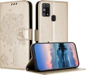 Coque Pour Samsung Galaxy M31s, Coque Portefeuille Housse Cuir Avec Porte Cartes Et Bequille Fermeture Magnetique Etui Pour Samsung M31s - Or