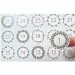 25 Christmas DIY Advent Calendar Number Holly Candy Cane Stickers Labels Holly