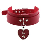 Punk Heart Choker Halsband Goth Mode Halsband Kawaii Läder Choker Kvinnor Flickor Rock Harajuku Emo Gotisk Smycken red