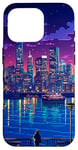 iPhone 16 Pro New York City View Synthwave Retro Pixel Art Case