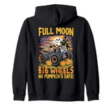 Monster Truck Halloween Full Moon, Big Wheels, No Pumpkin’s Zip Hoodie